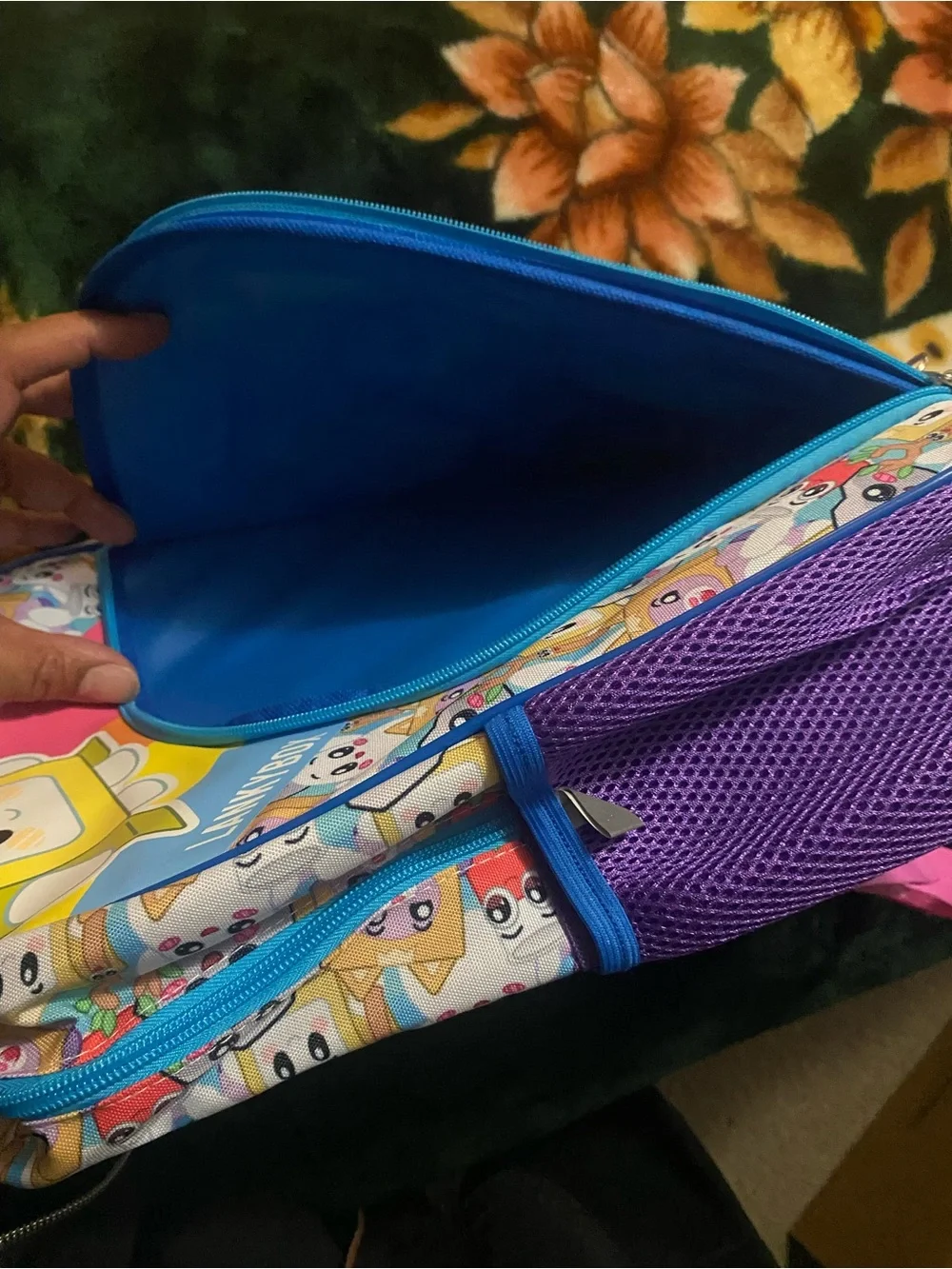 Lankybox Purple Kids Backpack with Cartoon Character